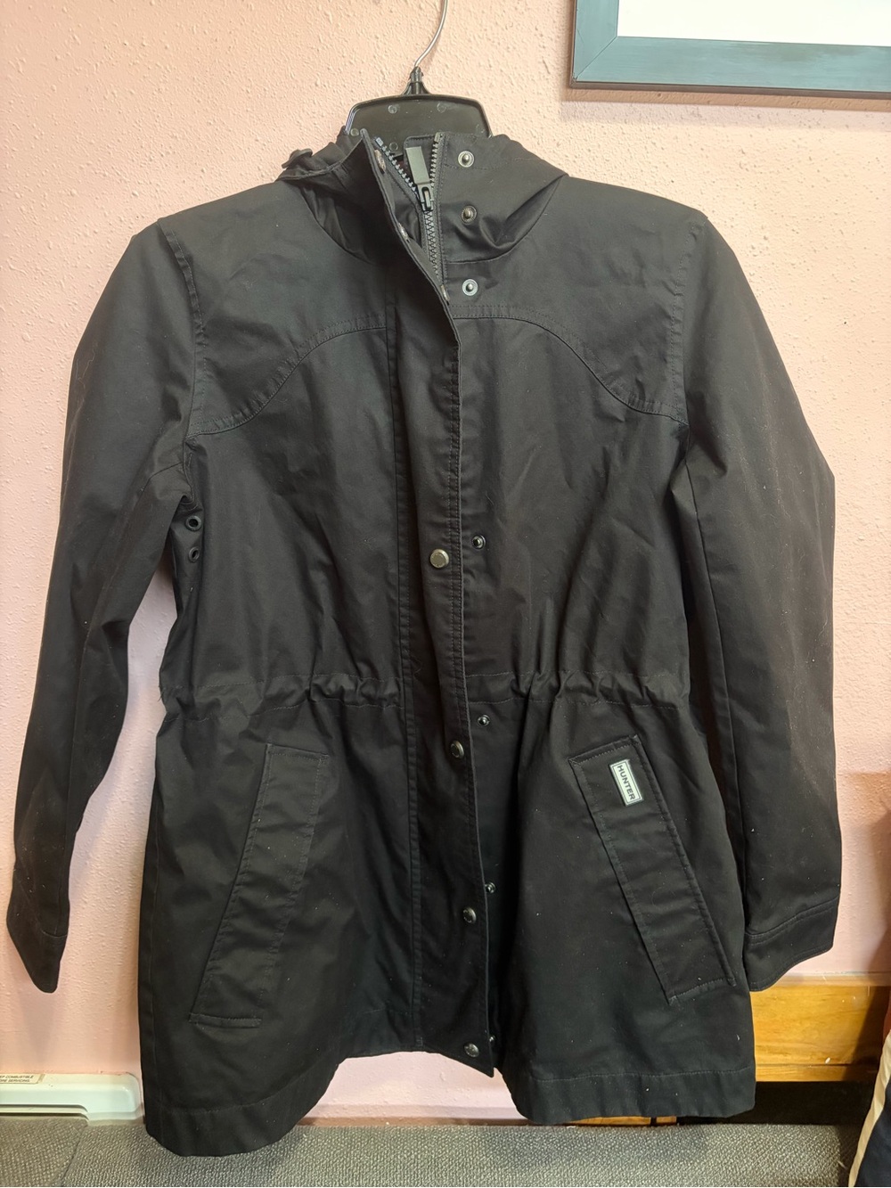 Hunter Women's Hooded Waterproof Rain Jacket - Black Small